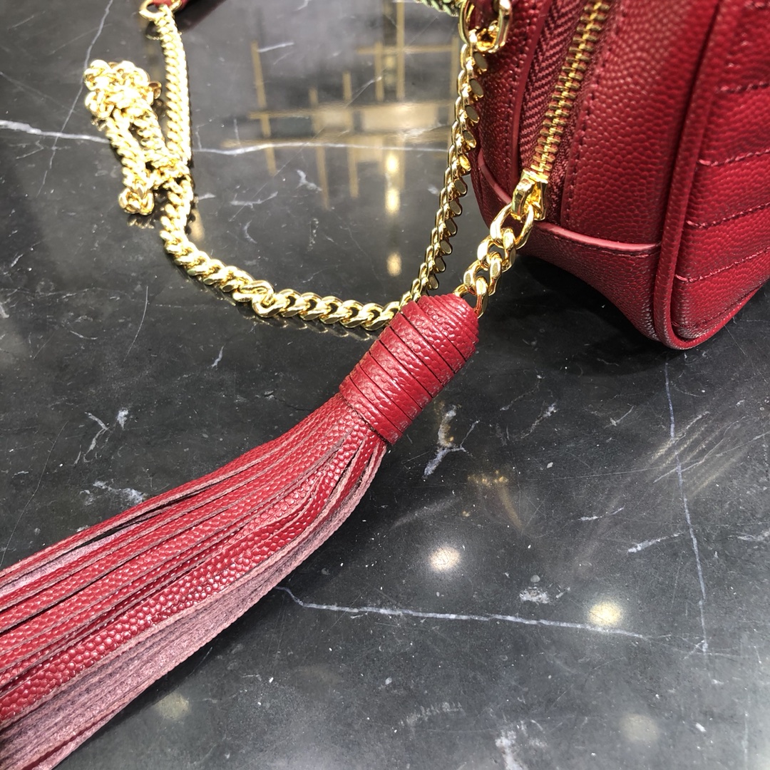 Saint Laurent Mini LOU Camera Quilted Calfskin Shoulder Bag Handbag Red 748849 Gold